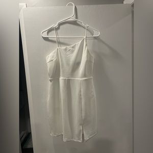 Lulus Party for Two Ivory Asymmetrical Bodycon Mini Dress